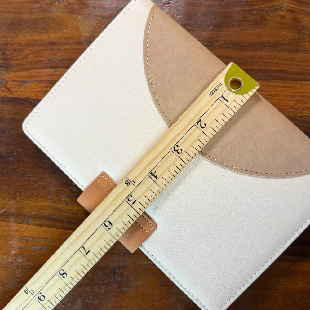 GTD Perfect Minimalist Faux Leather Lined Journal Notebook Cream Tan Color-block
